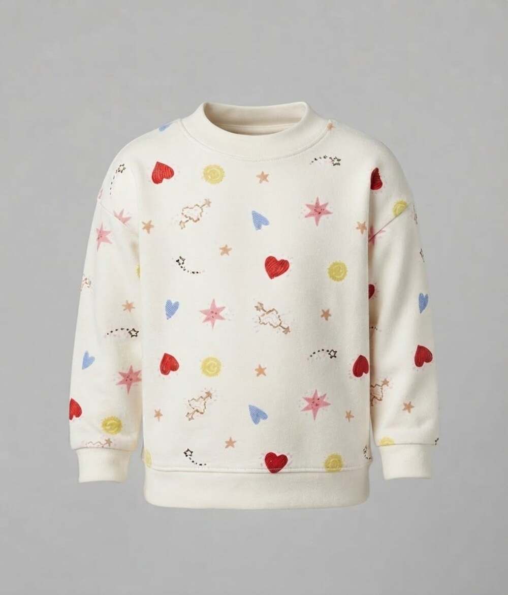 Old Navy girls High Neck Hearts Happy Face Stars Sweatshirt Large